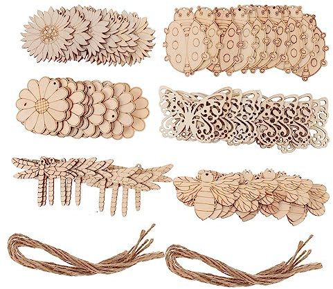 DIYEAH 60stücke Unbehandeltes Holz Handwerk Holz Ausschnitte Handwerk Liefert Für Diy-projekte Party Und Heimdekoration Mit Glatter Oberfläche Und Robustem Material Für Einfache Bemalung