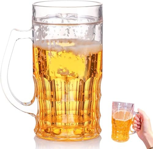 KeyoGoS Taza de cerveza, taza de cerveza falsa, tazas de modelo creativo de 400 ml, vasos divertidos de doble capa para bebidas de bar, broma (1)