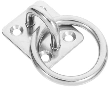 HEALEEP Heavy Duty Stainless Steel Pad Eye Plate Hook 6mm Square Ceiling Anchor for Concrete Wall and Hammock Mounting