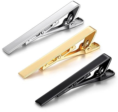 Krawattennadeln für Herren Packung Krawattenklammer Versilbert,Vergoldet für Herren und Damen für Hochzeit Business Clips Skinny Krawattennadel (Art déco, Stuck, 6)