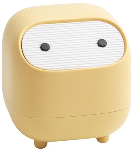 Pufei Mini poubelle de table – Petite poubelle de bureau avec couvercle One-Touch pour bureau, cuisine, chambre à coucher (antidérapant, facile à nettoyer)