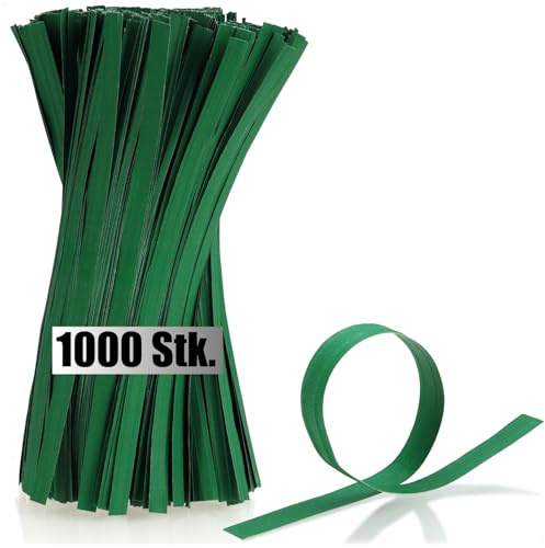 com-four® 1000x Strisce di Rilegatura in Carta - Fili di Rilegatura Verdi con Anima a Doppio Filo, 20 cm ciascuno - per Il Fissaggio di Piante, floricoltura, orticoltura e Decorazione (20 cm - 1000x)