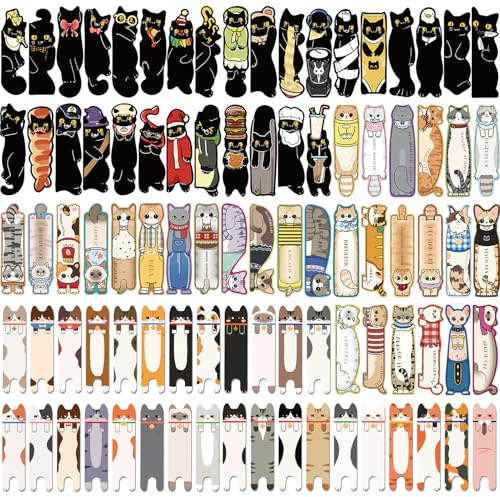90Pcs Ästhetische Lesezeichen für Buchliebhaber, BetterJonny Ästhetische Papier Lesezeichen Rechteckige Papier Lesezeichen Buchzubehör Schmetterlinge Katzen