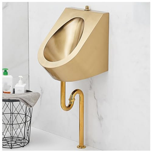 IYUESQ Orinatoio per Uomo in Acciaio Inox, orinatoio Commerciale ad Alta efficienza, orinatoio Creativo Dorato, WC sospeso per Uso Domestico, per Hotel/Bar/aeroporti/aziende