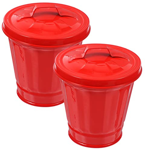 HORIALENCE 2 pièces Seau à Déchets de Bureau avec Couvercle Organisateur Pratique pour Comptoir de Cuisine Poubelle Décorative Rouge Récipients de Rangement Polyvalents pour Maison et Bureau