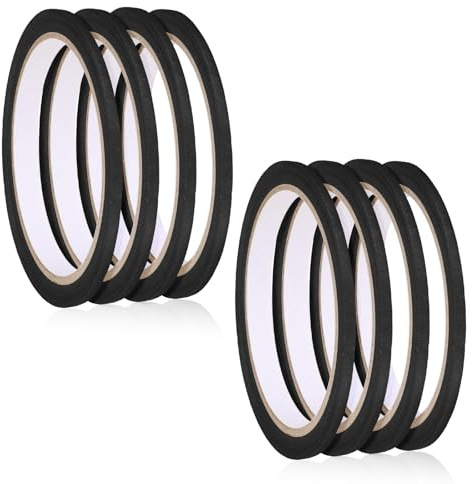 InnoHHustle 8 Rolls 1/8 Inch Pinstripe Masking Tape Black Painters Tape Thin Line for Painting Whiteboard Pinstriping Tapes Paint Tapes for Wall DIY Board Auto Paint Art