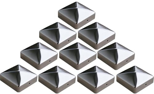 Pfostenkappe 9 x 9 cm Edelstahl Zaun Kappe Pyramide VA Abdeckkappe 10 Stück