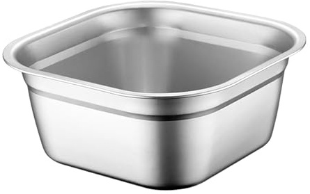 Baoblaze Stainless Steel Square Basin Mixing Bowl Versatile Fruit Vegetable Washing Basin for Buffet Server Snack Plate Food Seasoning, 30cm