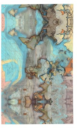 Drapeau de la carte du monde de dessin animé. Drapeau décoratif d'extérieur 0,9 x 1,5 m, bannière verticale en polyester