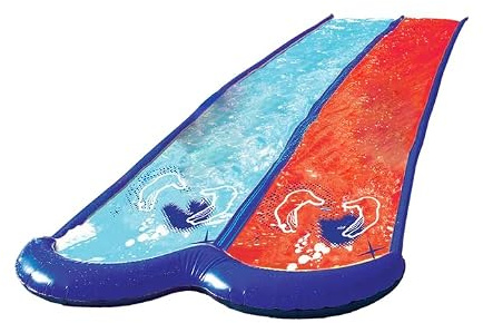 Generisch Cooee 750 cm Rutsche Doppelte Wasserrutsche | 7,5m Wasserrutsche mit Sprinkler – ideal für Familien im Sommer, einfache Montage, Düsen individuell einstellbar.
