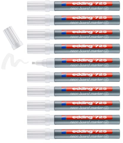 edding 725 Neon Boardmarker Chisel Tip Pack of 10 - White