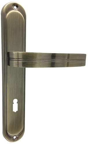 domino Türgriff 72 Drückergarnitur BB-Buntbart Set Langschildgarnitur Türklinke für Zimmertür, Bürotür, Kellertür & Innentür L-Form Türbeschläge aus Aluminiuml Bronze DEKAN M3