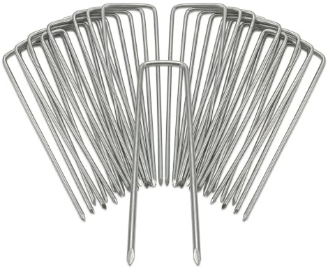 Relaxdays Bodenanker, 25er Set, Rostbeständig, Angeschrägte Enden, Zum Einschlagen, 15cm lang, Verzinkter Stahl, Silber