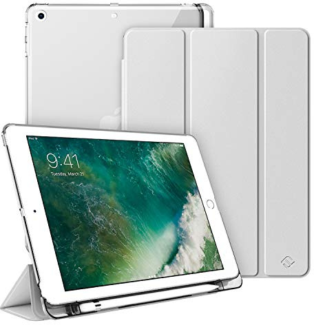 Fintie Hülle für iPad 9.7 Zoll 6. Generation 2018/5. Generation 2017 mit Pencil Halter- Ultradünn Superleicht Schutzhülle mit transparenter Rückseite Abdeckung Cover, Auto Schlaf/Wach, Silber