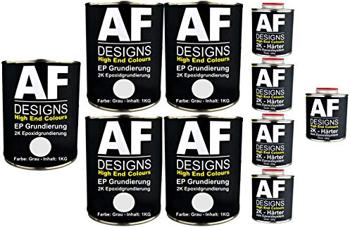 Alex Flittner Designs Epoxidfüller 5 x 1,20kg 2K Grundierung Füller EP Füller in grau für Autolack Rostschutz