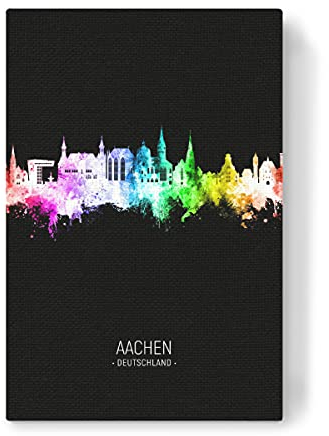 artboxONE Leinwand 150x100 cm Städte Aachen Skyline Colour Black von Michael Tompsett