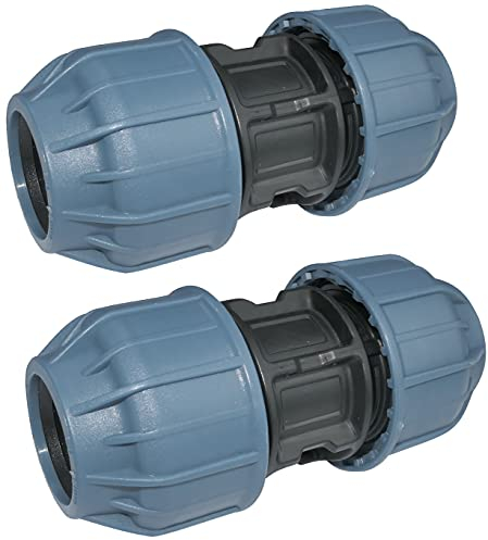 AERZETIX - C51160 - Lot de 2 Manchons/raccords de réparation à Compression Ø25mm 10 Bars pour Tuyau d'eau - connecteur/réparateur de Tuyau d'arrosage/d'irrigation - en polypropylène