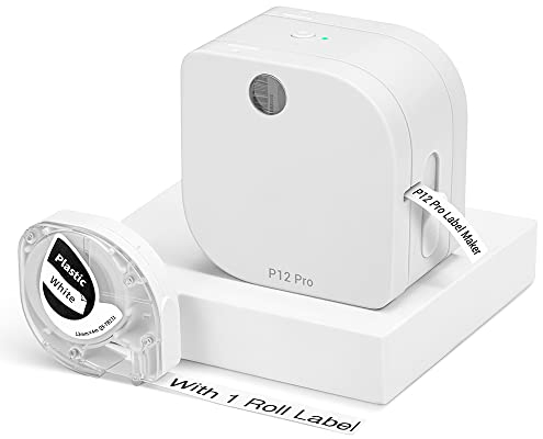Phomemo P12-Pro Mini Bluetooth Etikettiergerät, USB aufladbares Thermo-Beschriftungsgerät Selbstklebend, Etikettendrucker für Büro, Zuhause, Wireless Labeldrucker für iOS & Android-Weiß