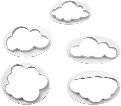Fluffy Fondant Cloud Cookie Mould Set of 5 Plastic Fondant Cutter Gum Paste Cutter Cookie Cake Mold Sugar Cake Fondant Decorating Tools