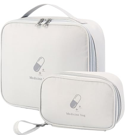 Olymajy 2 Stück Erste Hilfe Set Taschen, Leere Medizintaschen, Erste-Hilfe-Tasche Outdoor, Tragbare Graue Reiseapotheke für Outdoor-Camping, Reisen, Arbeit