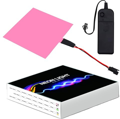 Elektrolumineszenz-Panels, EL-Platten Licht, EL-Blätter, 10 cm x 10 cm, ON/Slow Flash/Fast Flash, 1 Pack (1, Pink, 10 cm x 10 cm)