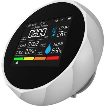 RANRAO Détecteur de dioxyde de carbone connecté sans fil 7 en 1 TVOC