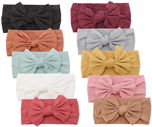 DRESHOW 10 Pcs Bébé Bandeaux Bébé Fille Bandeau Cheveux Bande de Cheveux Arc Bande de Cheveux Bandeaux Accessoires Bébé Fille Enfant Turban Bandeau