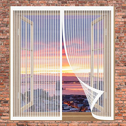 Insektenschutztür Fliegenschutz 90 x 200 cm Fenster Mückengitter Einfache Installation Auto Schließen Magnetvorhang Für Balkontür Terrassentür, Weiß