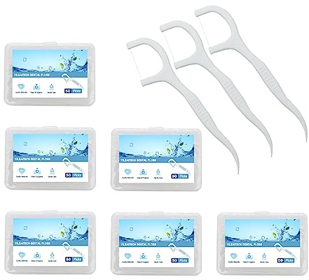 300pcs Dental Floss Picks, Superfine Floss Stick No Break & No Shred,The Best Tool for Cleaning Teeth and Oral Care,Portable Travel Floss is Perfect for Dinners, Dating, Travel, Hotels(6Pack)