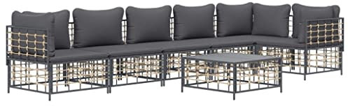 Tidyard 7-TLG. Gartenlounge, Balkonlounge, Gartensofa, Terrassensofa, Loungesofa Outdoor, Loungemöbel Garten Rattan, Gartenmöbel Set Rattan Wetterfest