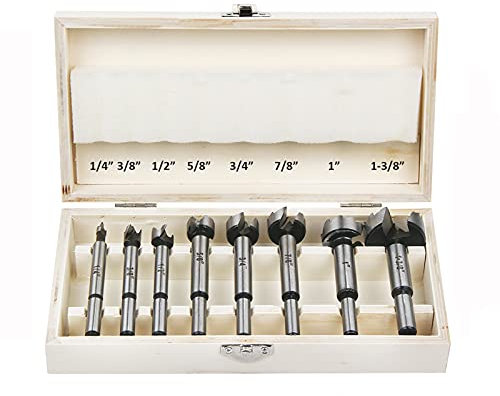 Forstner Bit Set 8Pcs - HPHOPE Forstner Bits for Wood, Wood Drilling with Storage Case