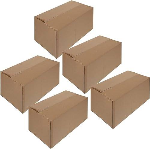 SAFWEL Mehrzweckboxen Umzugskartons Movebox für Umzug oder Lagerung, 5er-Pack Robuster Karton aus Wellpappe mit Tragegriffen, 100x50x50cm (Color : with Plastic Handle)
