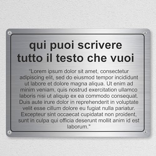Pubblimania CARTELLO CON SCRITTE PERSONALIZZATE inserite da te, in alluminio Composito 3 mm (Tabella Personalizzata)