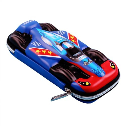 SJTJSPX Federmappe Junge Mädchen Federtasche Kinder Schlamppermäppchen Sportwagen Wasserdicht Federmäppchen 3D Stiftetasche Große Kapazität Pencil Case Schreibwaren Aufbewahrung für Büro Schule