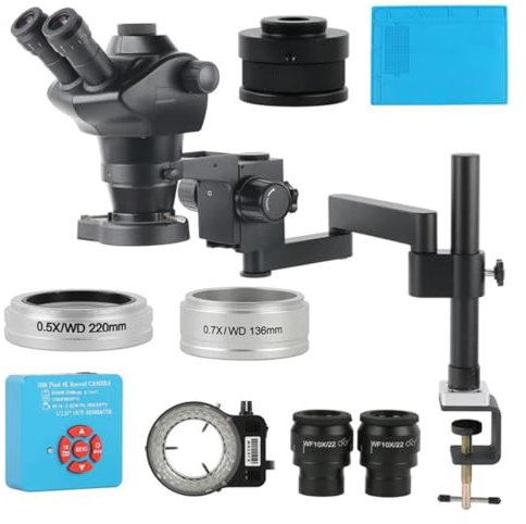 Mikroskop-Zubehör-Kit 8X-50X Stereo Telefon Löten PCB Reparatur Trinokular Mikroskop 55MP 48MP 4K 2K HDMI USB Typ-c video Kamera Mikroskop Ständer set Mikroskopische Objektträger (Size : 55MP 4K 2K H