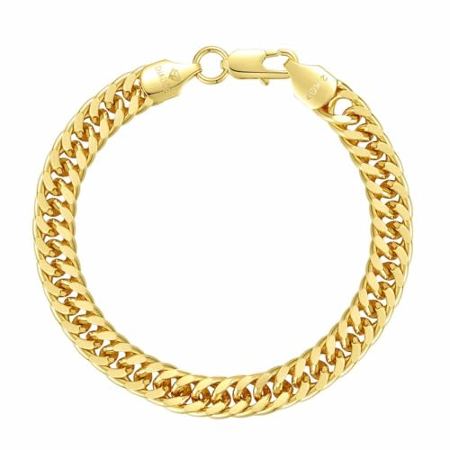 DJADEE Messing-Armband mit Karabinerverschluss, 7 mm, wasserfest, hypoallergen, nickel frei (7 mm x 19 cm)