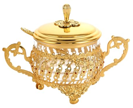 ABOOFAN Sucrier Turc En Verre Récipients D'assaisonnement Avec Cuillère Boîte À Sel Et À Poivre Vintage Avec Couvercle Pot À Condiments Pot À Épices Au Miel Pour À Domicile