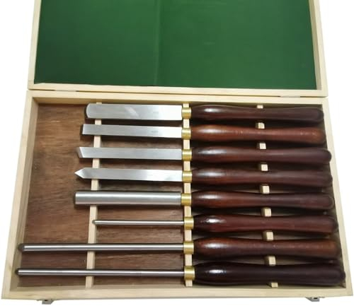 Drehmeißel-Set for Holzbearbeitungswerkzeuge, 8-teiliges Drehwerkzeug-Set, Drechselmeißel, HSS-Klinge, Schnitzwerkzeuge, professionelle Hohleisen mit Holzkoffer for Anfänger bis fortgeschrittene Handw