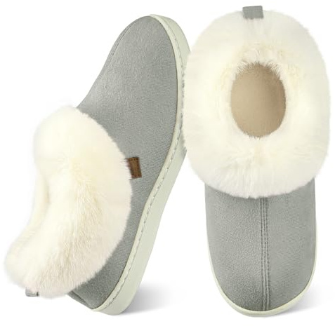 Wostock Ciabatte Donna Invernali Pantofole da donna chiuse per Cuscino Morbido Scarpe Casa Con Suola In Gomma Dura Indoor Outdoor