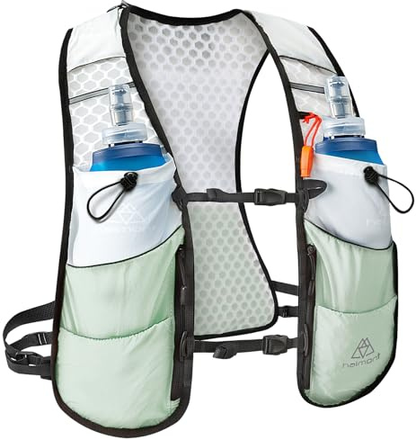 Haimont Ultraleicht Trinkrucksack Trail Rucksack Trinkweste, Hydration Pack Fahrradrucksack für Laufen, Wandern, Marathoner + 2 Soft Flask 500ML Wasserflasche