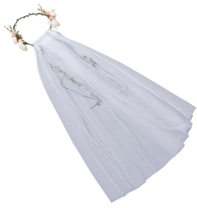AOKWAWALIY Brautschleier Blumenkrone Stirnband Schleier Hochzeitskopfschmuck Für Die Braut Brautkleider Für Damen Girlande Schleier Blumenmädchen Kopfschmuck Brautkleider Für Die Braut