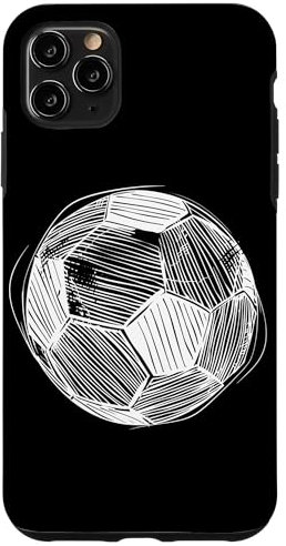 Coque pour iPhone 11 Pro Max Ballon de football Dessin au trait Football Pitch