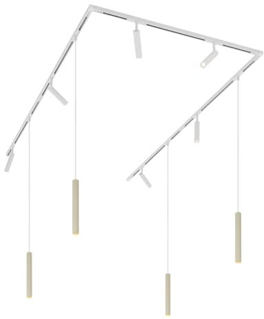 QAZQA - Modern Modernes Schienensystem Komplettset I Spotlight I Deckenspot I Deckenstrahler I Strahler mit 6 Spot I Spotlight I Deckenspot I Deckenstrahler I Strahler I Lampe I Leuchten und 4 Pendell
