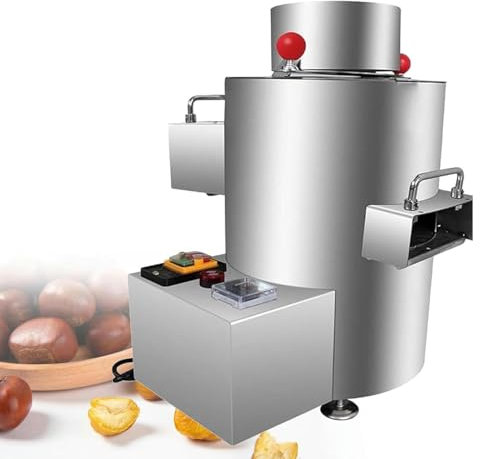 LSHFYV Peladora de castañas automática, 200 kg/h, máquina peladora de castañas eléctrica Comercial, 12 Cuchillas, Temporizador y Timbre, Acero Inoxidable,12V