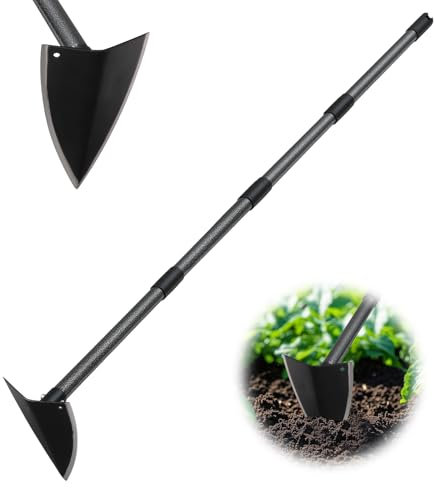Harrms Garden Hoe, Heavy duty Weeding Hoe with handle 152cm, Garden Digging Hoe for Loosening, Aerating and Weeding, Adjustable Weeding Tool with Triangular Blade for Effortless Soil Cultivation