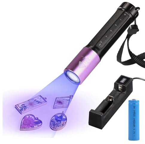 CONFUSE Luz UV para Curado de Resina, Linterna UV de 365 Nm, Luz Negra, LáMpara UV LED de Curado RáPido Impermeable Recargable para Orina de Mascotas