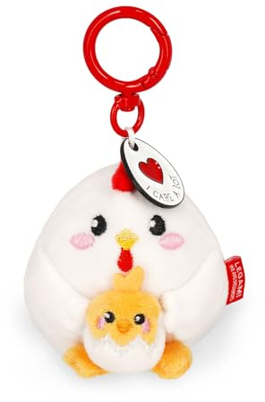 Legami - ¡Llavero Super Soft! Tema Hen, Llavero de Peluche, Colgante con Mensaje Grabado y Mosquetón de Zinc, 7x11 cm