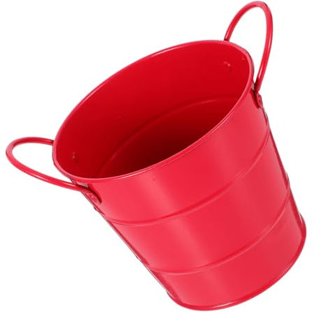 jojofuny Poubelle de Bureau Galvanisée Rouge Multifonctionnelle en Fer pour Rangement Ample, pour Écoles et Bureaux, Style Simple et Rustique