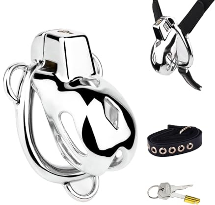 Kleine Peniskäfige Sexspielzeug Keuschheitskäfig Herren mit Gürtel und Versteckten Schlössern Metall Chastity Cage Männer zum Fesseln von Penissen Atmungsaktiver Penis Käfig (51mm,A)