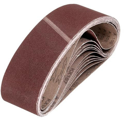 sourcing map Nastri abrasivi in ossido di alluminio, 152 mm x 1220 mm, 10 pezzi, grana 100, per lavorazione del legno, lucidatura dei metalli, affilacoltelli